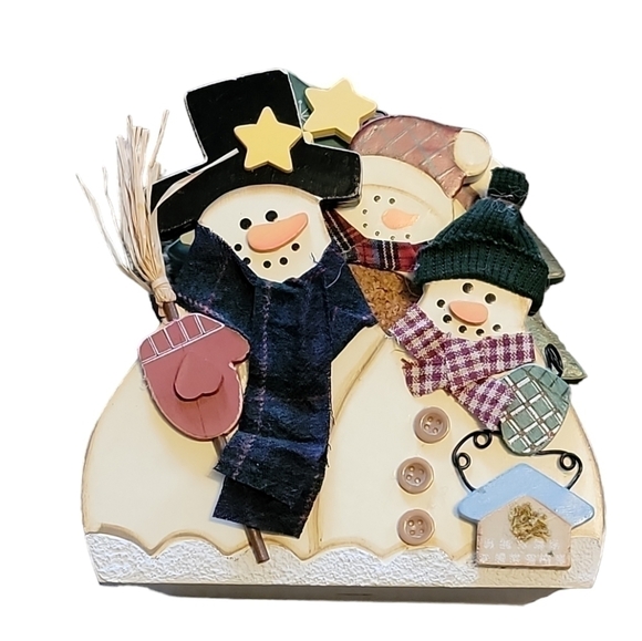 Vintage Christmas coasters snowmen holder & 6 snowman coasters - Picture 7 of 10